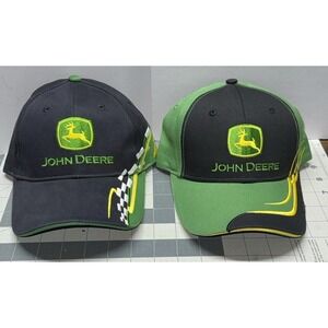 LOT OF 2: NEW John Deere Baseball Caps, Adjustable backs Black And Green